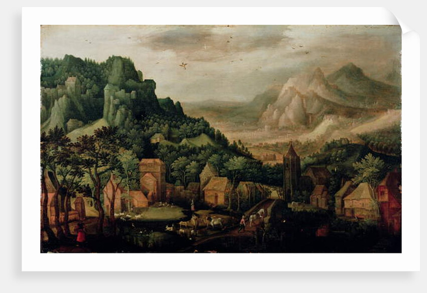 Extensive mountainous landscape by Hans Bol