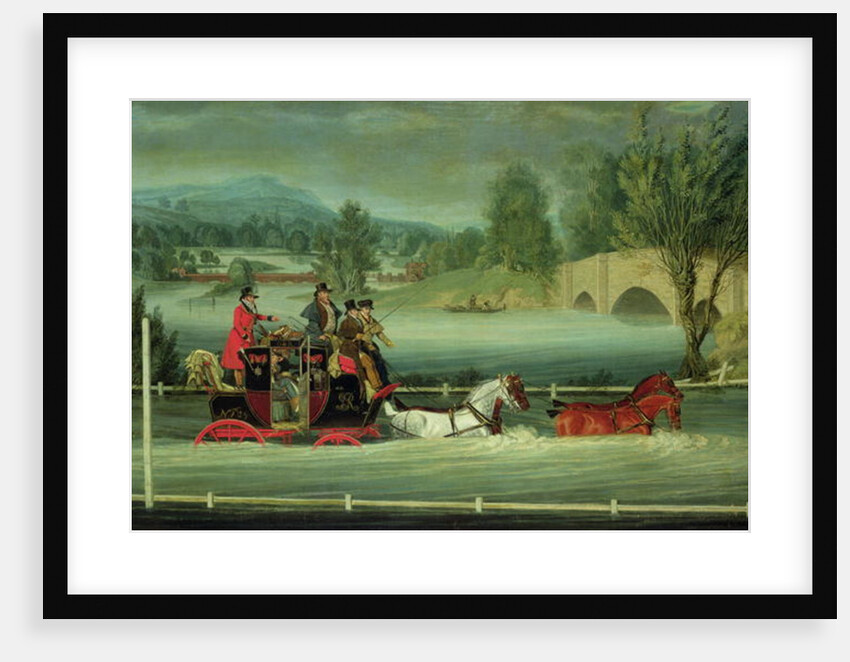 A Royal Mail Coach on a flooded road by James Pollard