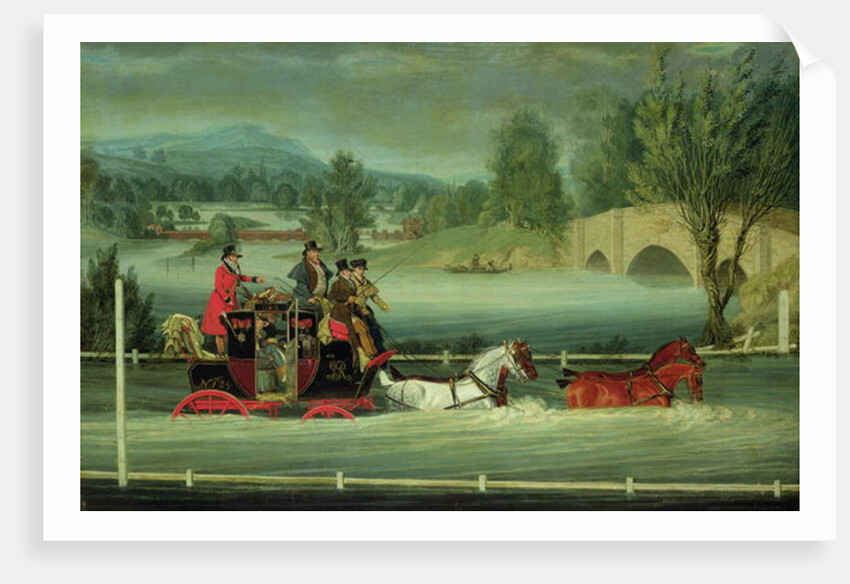 A Royal Mail Coach on a flooded road by James Pollard