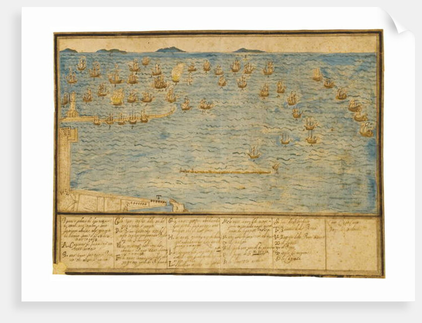 A topographical depiction of the Battle of Leghorn, c.1653 by Alfonso the Younger Parigi