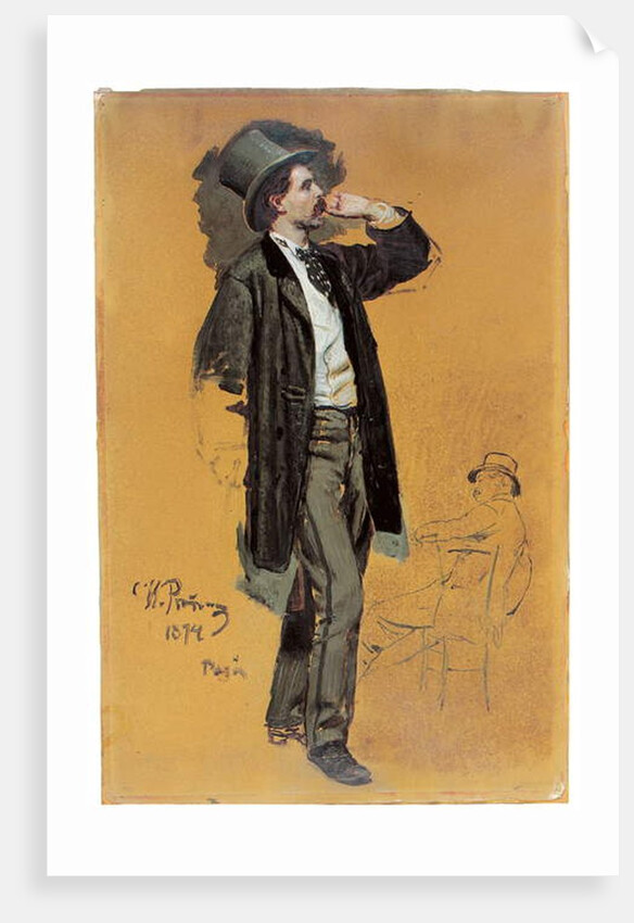 A Study for 'A Parisian Cafe': Gentleman Standing and Jean-Leon Gerome, 1874 by Ilya Efimovich Repin