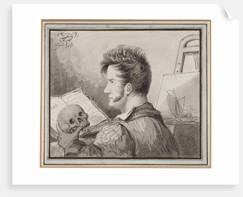 Self-portrait as a Young Man with Skull, by Alexander (1777-1832) Orlowski