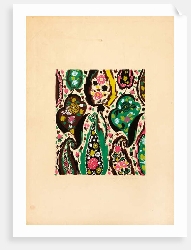 Textile design with flowers and leaves by Sergei Vasil'evich Chekhonin