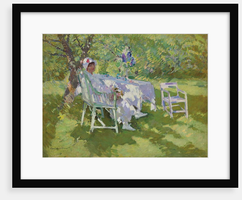A Lady in White Seated in a Garden, 1915 by Konstantin Alekseevich Korovin