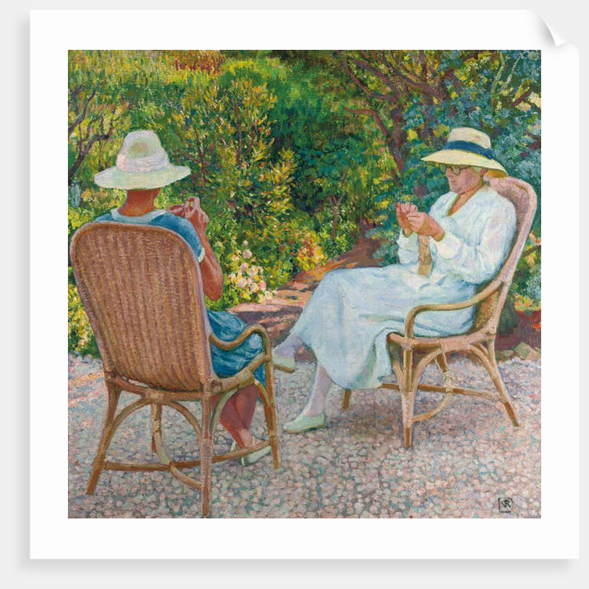Maria and Elisabeth van Rysselberghe Knitting in the Garden, c.1912 by Theo van Rysselberghe