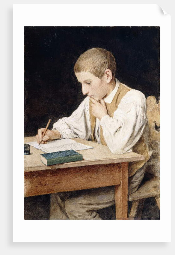 Writing Boy, 1902 by Albert Anker
