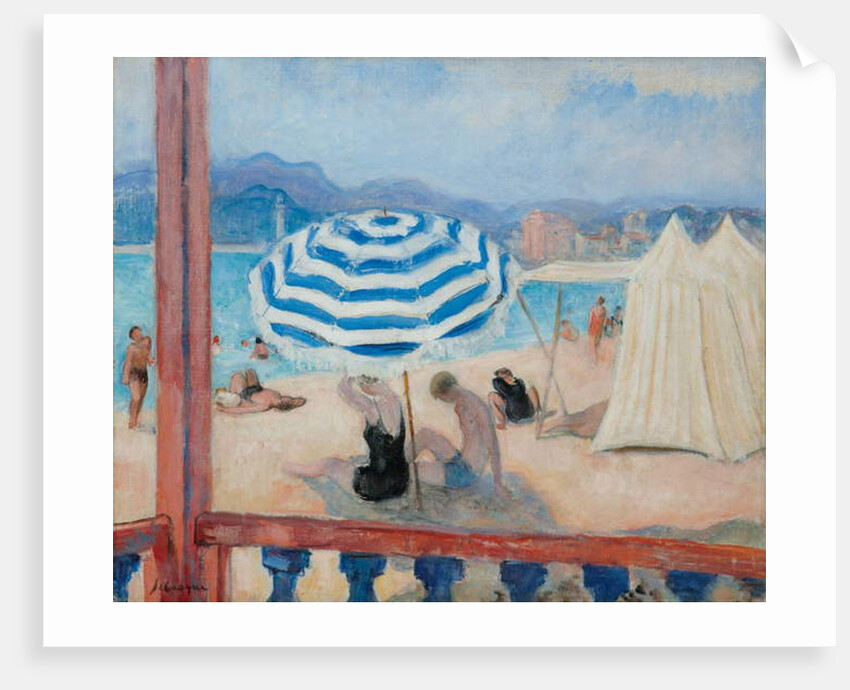 Cannes, Blue Parasol and Tents; Cannes, Parasol Bleu et Tentes by Henri Lebasque