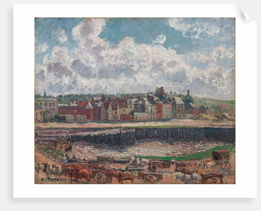 Horses and Carts in Front of the Fishing Harbour, Dieppe, at Low Tide; Chevaux et charrettes devant la darse de peche, Dieppe, maree basse, 1902 by Camille Pissarro