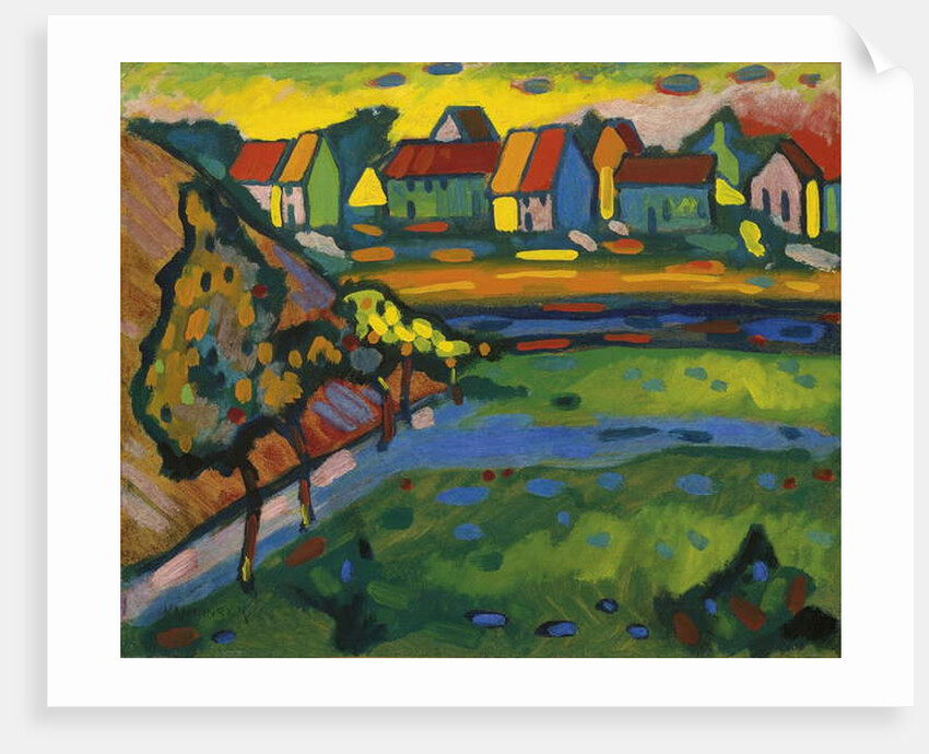 Bavarian Village with Field; Bayerisches Dorf mit Feld, 1908 by Wassily Kandinsky
