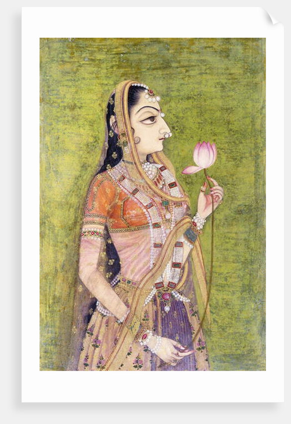 Portrait of a Lady Holding a Lotus, c. 1740-1750 by Indian School