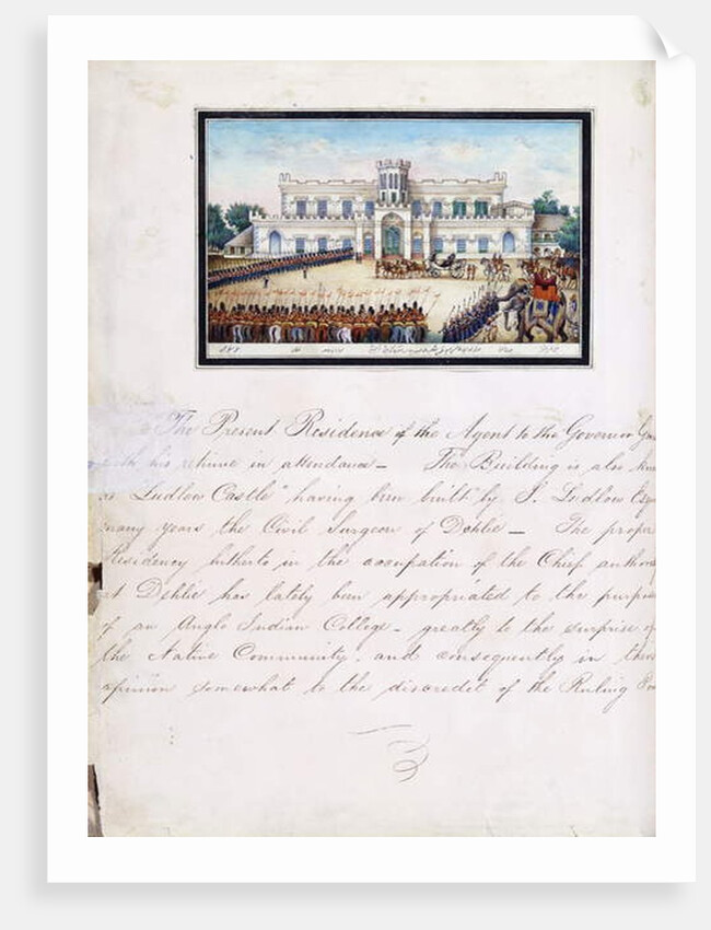 A page from the illustrated manuscript 'Reminiscences of Imperial Delhi', 1844 by Mazar or Mazhar Ali Khan