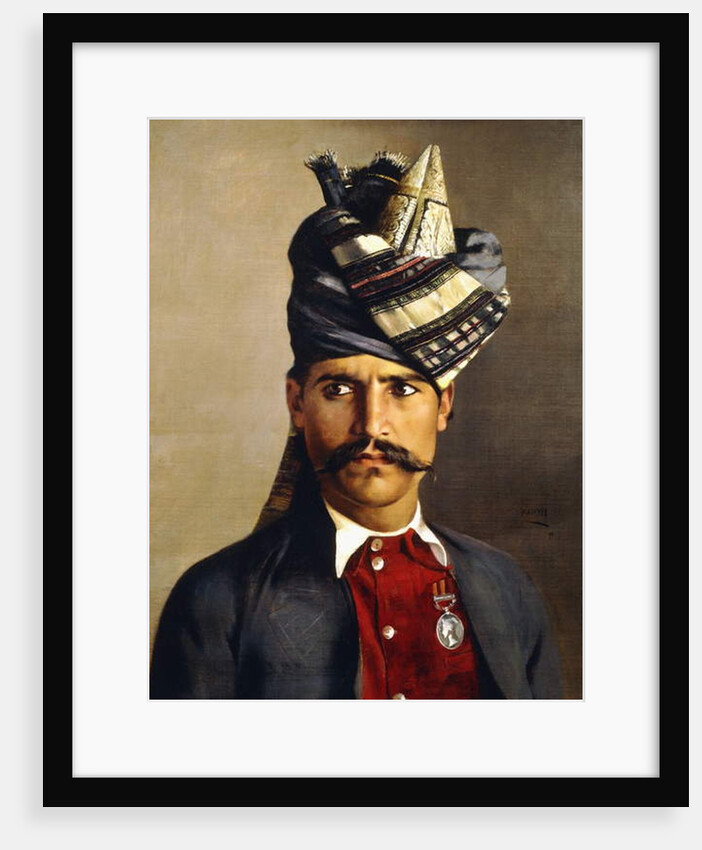 Portrait of a Khattack in Military Head-Dress, 1898 by Hubert Vos