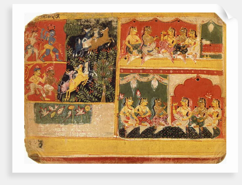 An illustration to the 'Bhagvata Purana', Book X, Chapter 21, c.1525 by Rajput school