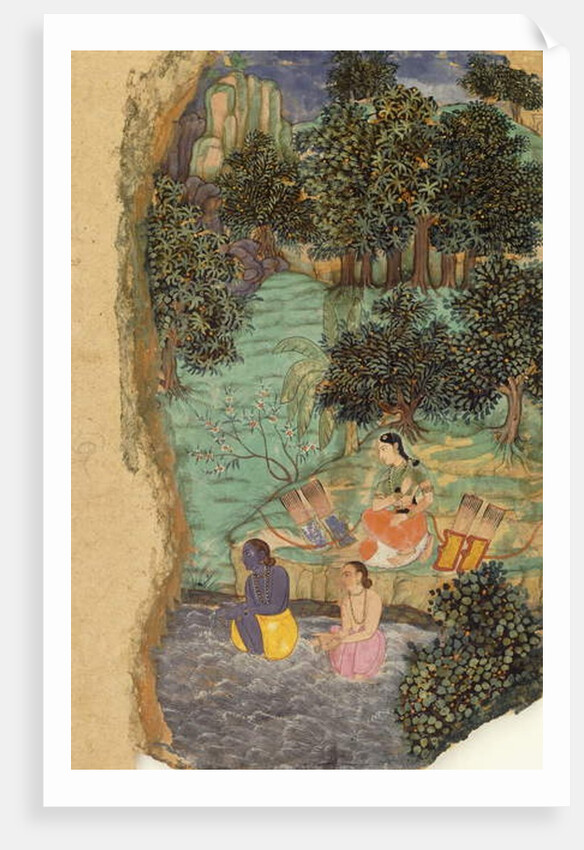 Rama and Lakshmana Offering Water to their Dead Father on the Banks of the Mandakini River, c.1595 by Mughal School
