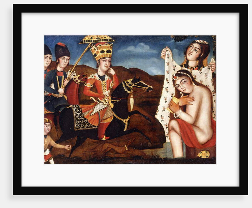 Khusraw Discovering Shirin Bathing, c. 1840 by School Qajar