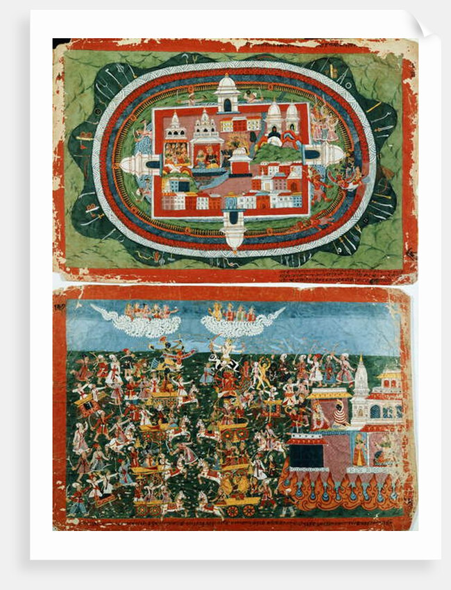 Krishna Attacking the Impregnable Castle of Prag-jyoshita, to Recover the Ear-rings of Aditi, c. 1775 by Nepalese School