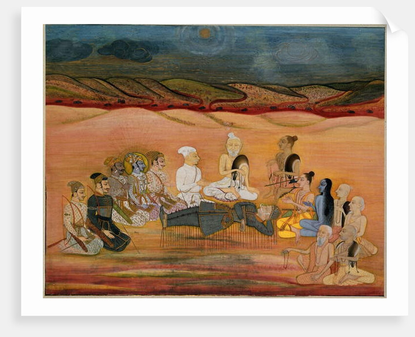 The Death of Bhishma, Mortally Wounded by Arjuna's Numerous Arrows, c.1760-1770 by Indian School
