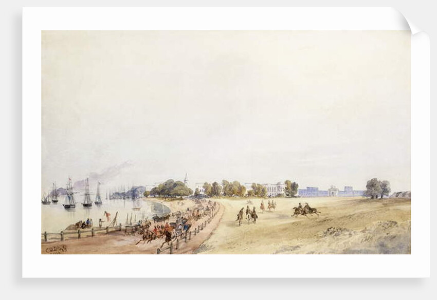 View of the Fort and Town, Calcutta, 1854 by Major General Sir Charles Walters D'Oyly