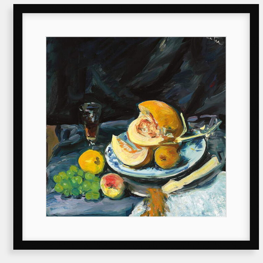 Still Life with Cut Melon, Glass and Fan, c. 1920 by George Leslie Hunter