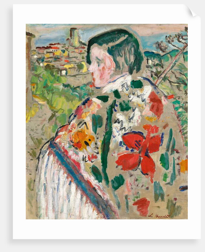 Girl in a shawl, by George Leslie Hunter