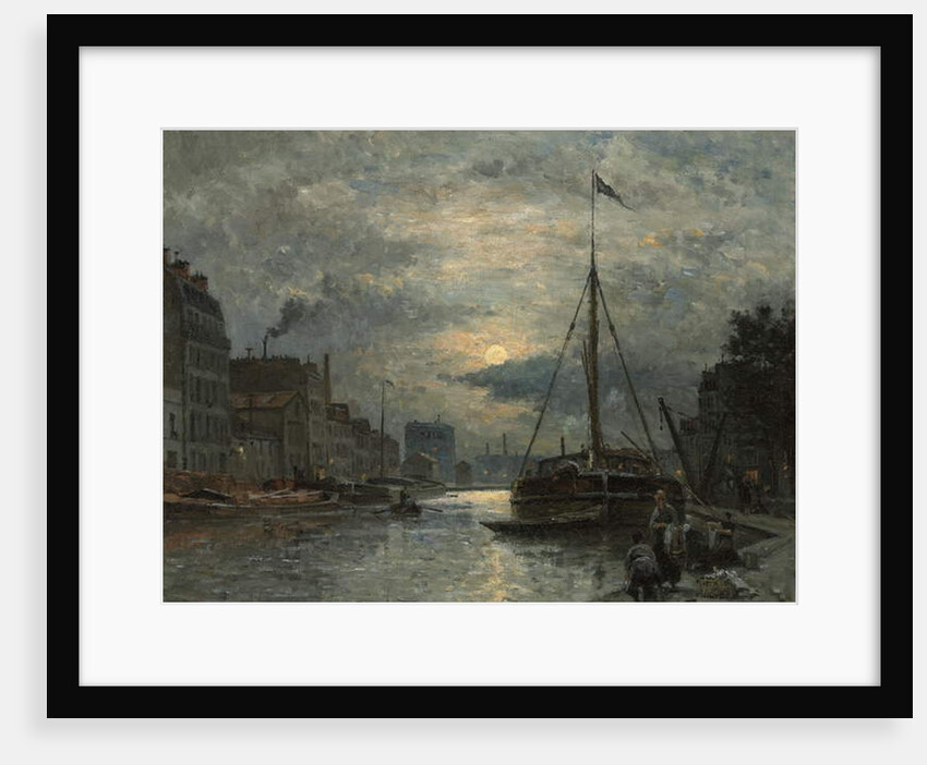 The Saint-Martin Canal at Moonlight; Le Canal Saint-Martin au Clair de Lune, by Stanislas Victor Edouard Lepine