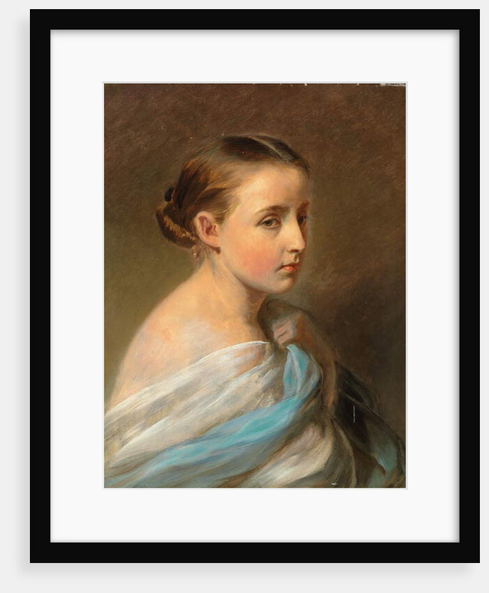 Portrait of a Girl, Head and Shoulders, Draped in a Blue and White Wrap, c.1850 by Franz Xaver Winterhalter