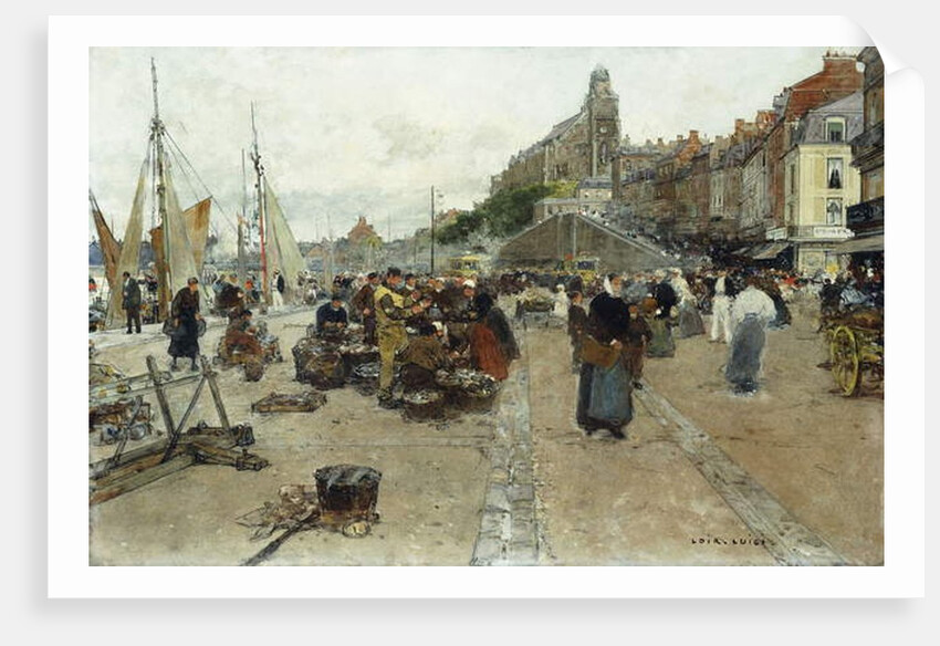 Marketplace by a Harbour by Luigi Loir