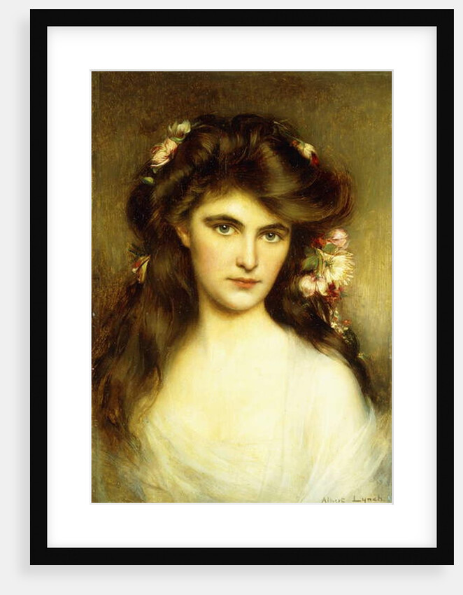 A Young Beauty with Flowers in her Hair, by Albert Lynch