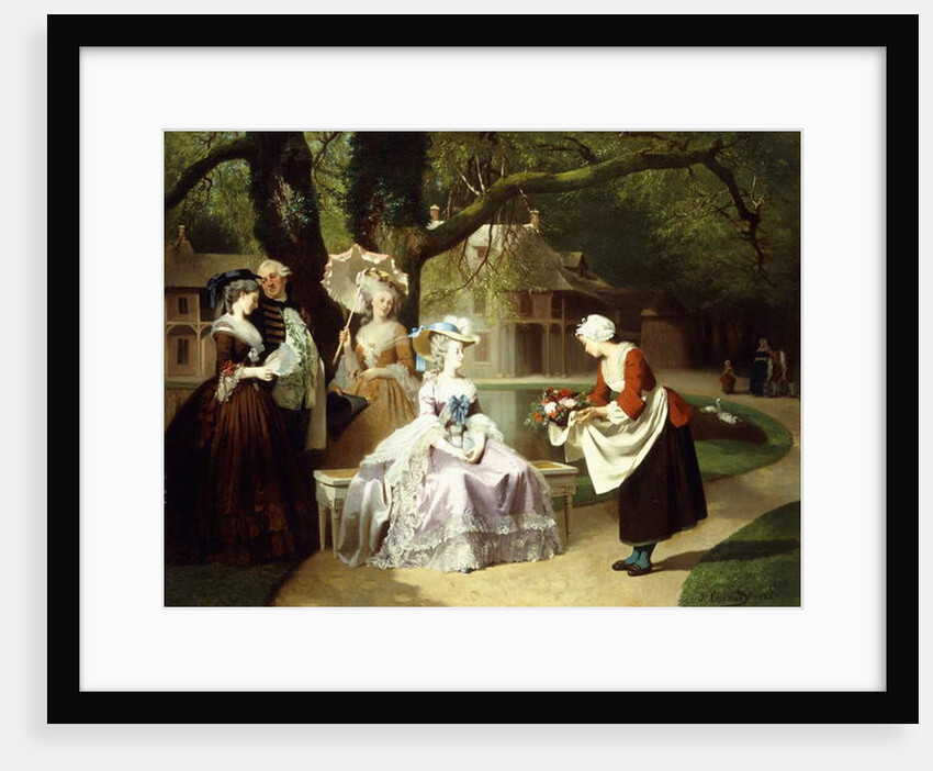 Marie Antoinette and Louis XVI in the Tuileries Garden with Madame Lambale, 1857 by Joseph Caraud