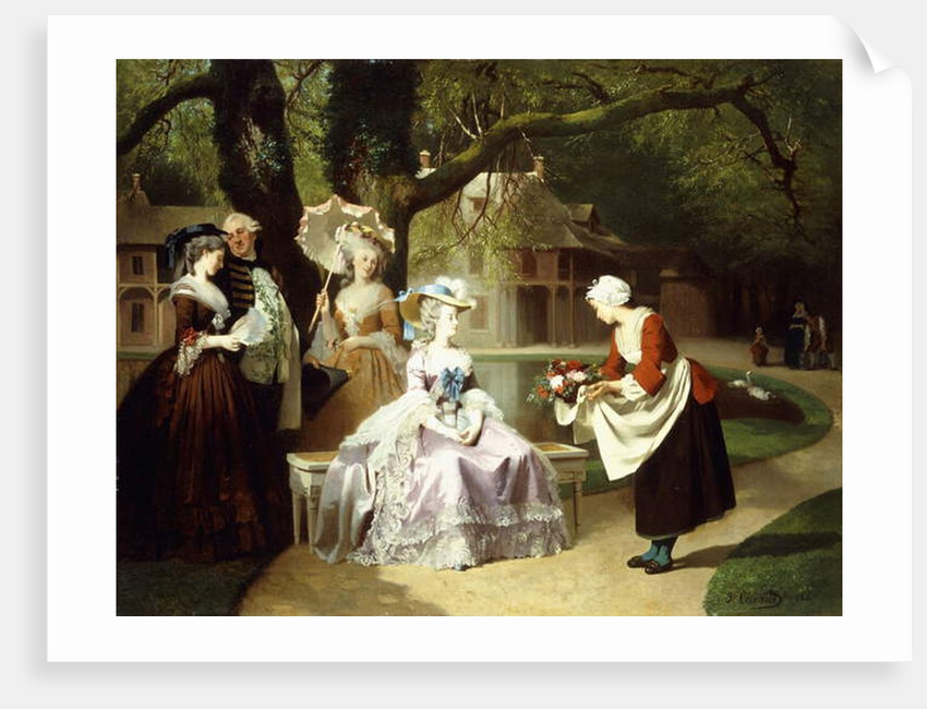 Marie Antoinette and Louis XVI in the Tuileries Garden with Madame Lambale, 1857 by Joseph Caraud