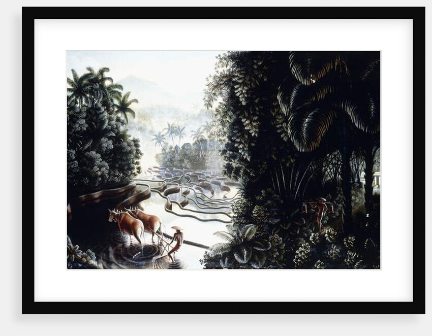 View across the Sawahs to Gunung Agung, c. 1937-1939 by Walter Spies