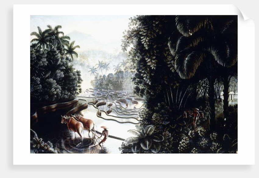 View across the Sawahs to Gunung Agung, c. 1937-1939 by Walter Spies