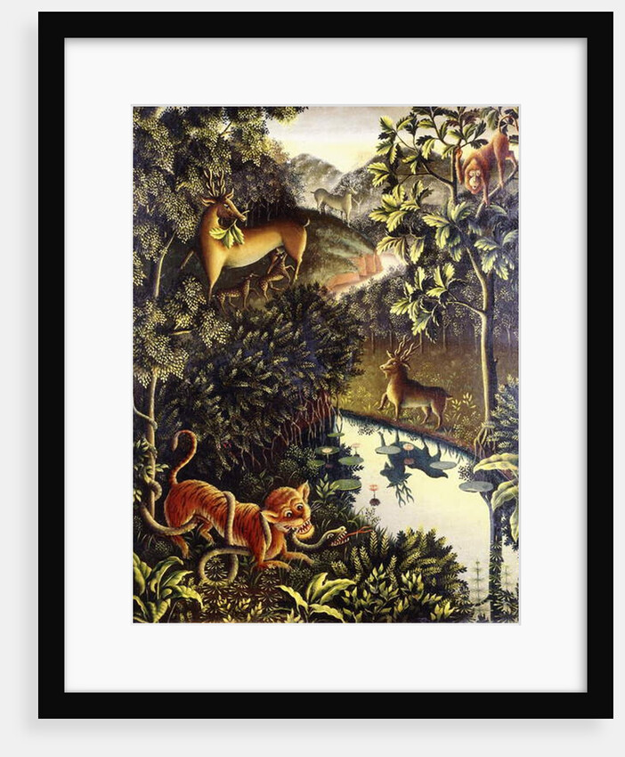 Tierfabel: Tiger and Snake in Combat in a Primeval Forest, 1928 by Walter Spies