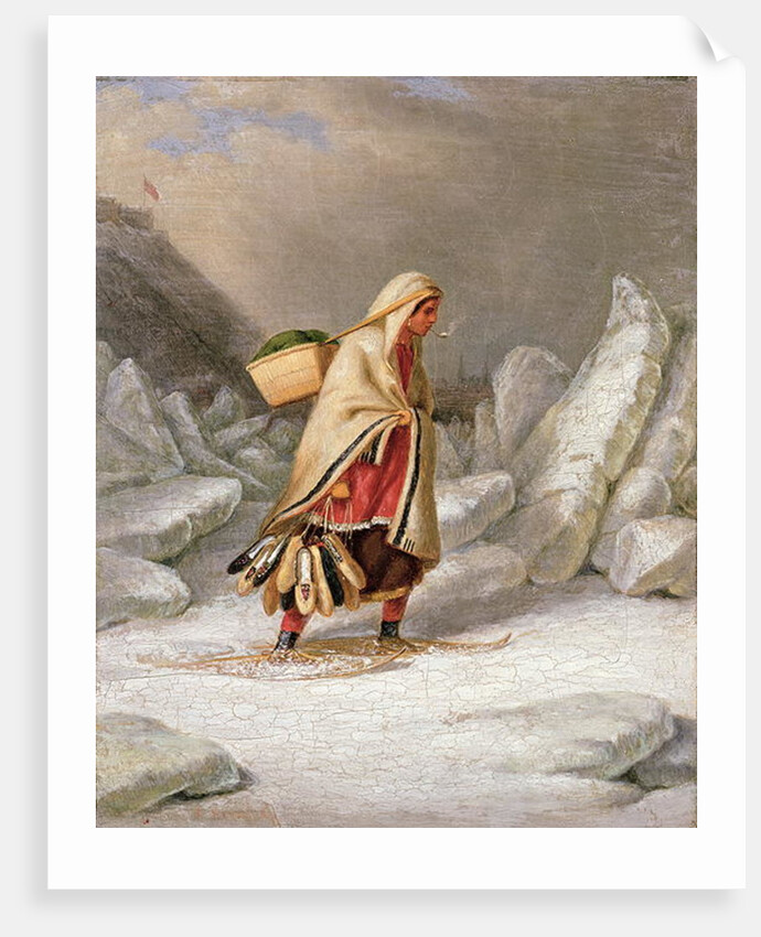 An Indian Woman Wearing Snowshoes by Cornelius Krieghoff