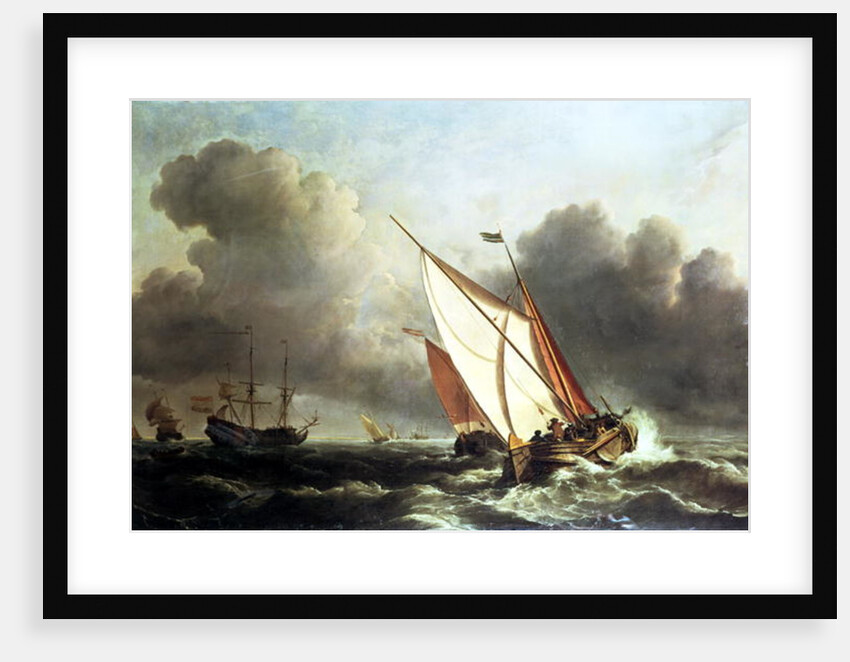 Dutch shipping offshore in a rising gale by Willem van de the Younger Velde