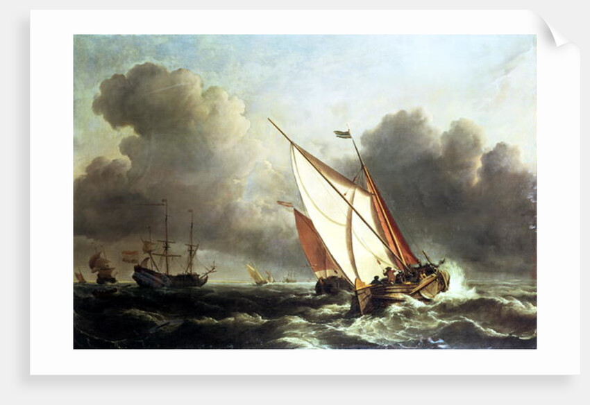 Dutch shipping offshore in a rising gale by Willem van de the Younger Velde