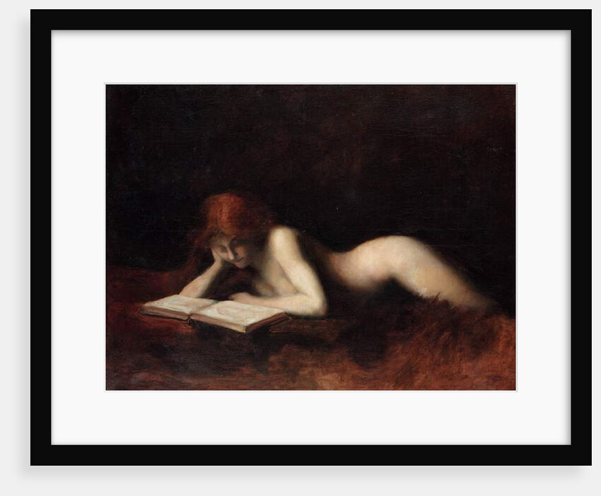 Reclining nude woman reading a book, c.1880-90 by Jean-Jacques Henner