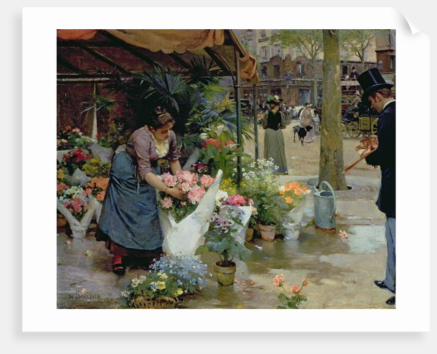 Flower Market in Paris, 1891 by Louis de Schryver