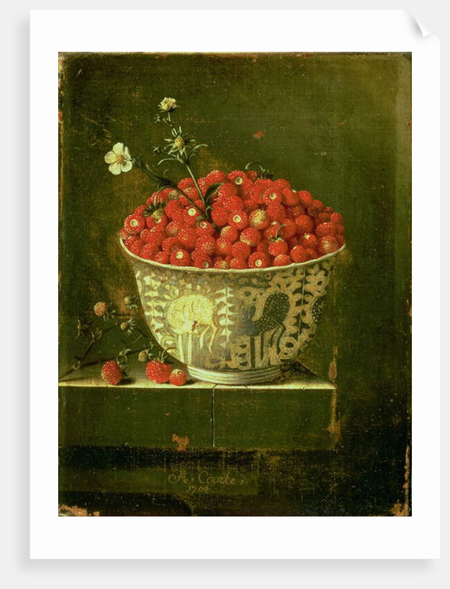 Wild Strawberries in a Chinese Wanli Kraak porcelain bowl, 1704 by Adrian Coorte