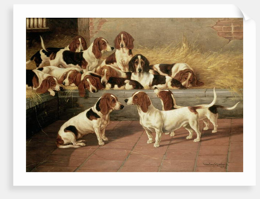 Basset Hounds in a Kennel, 1894 by Valentine Thomas Garland