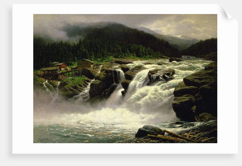 Norwegian Waterfall, at Lofor in Valders, 1905 by Karl Paul Themistocles von Eckenbrecher