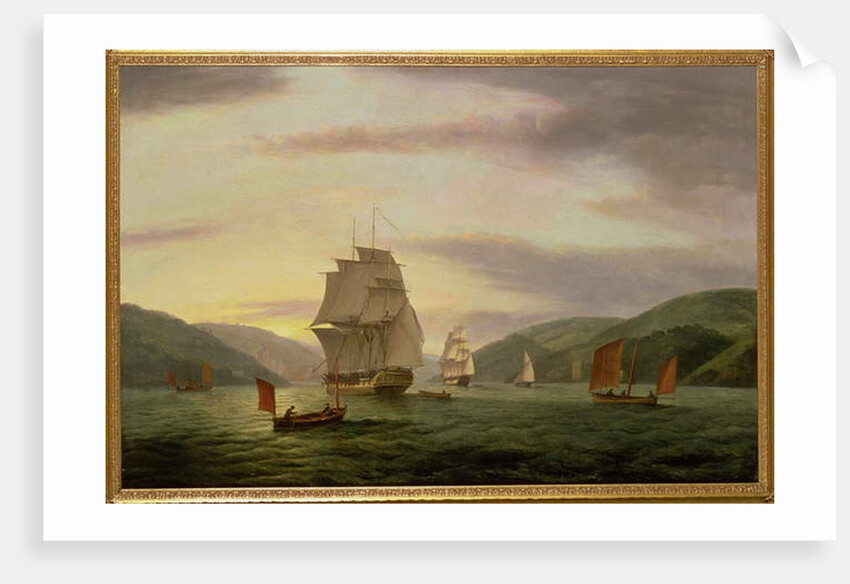 A Frigate, A Lugger And Merchant Ship In Dartmouth Harbour, 1808 by Thomas Luny