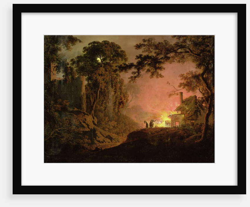 Cottage On Fire by Joseph Wright of Derby