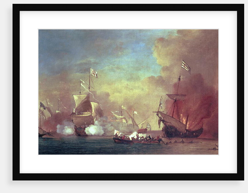 Barbary pirates attacking a Spanish ship, 17th century by Willem van de II Velde