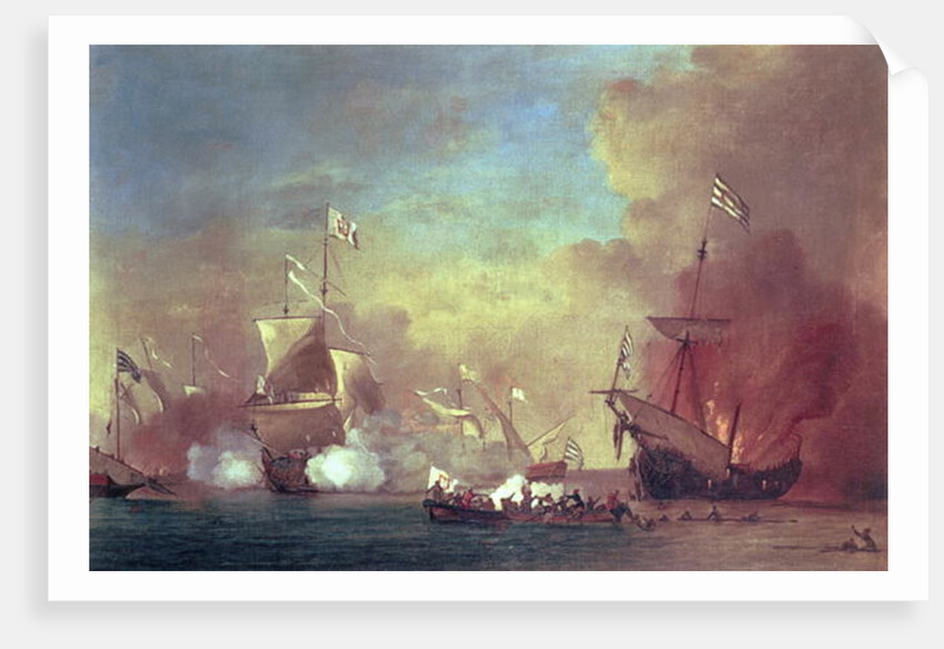 Barbary pirates attacking a Spanish ship, 17th century by Willem van de II Velde
