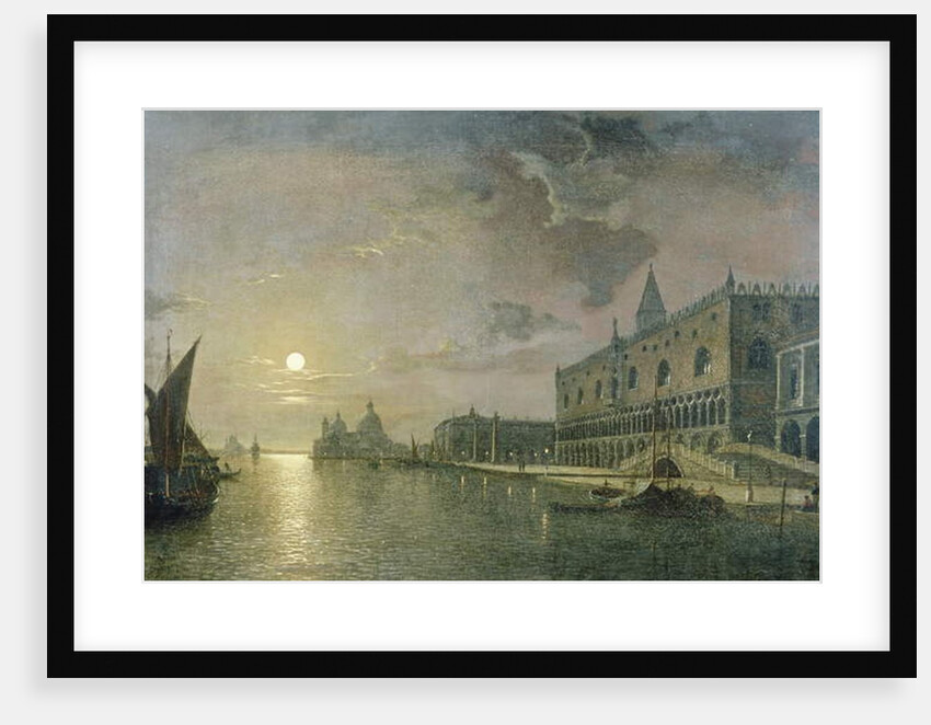 Moonlit View Of The Bacino Di San Marco, Venice, With The Doge's Palace by Henry Pether
