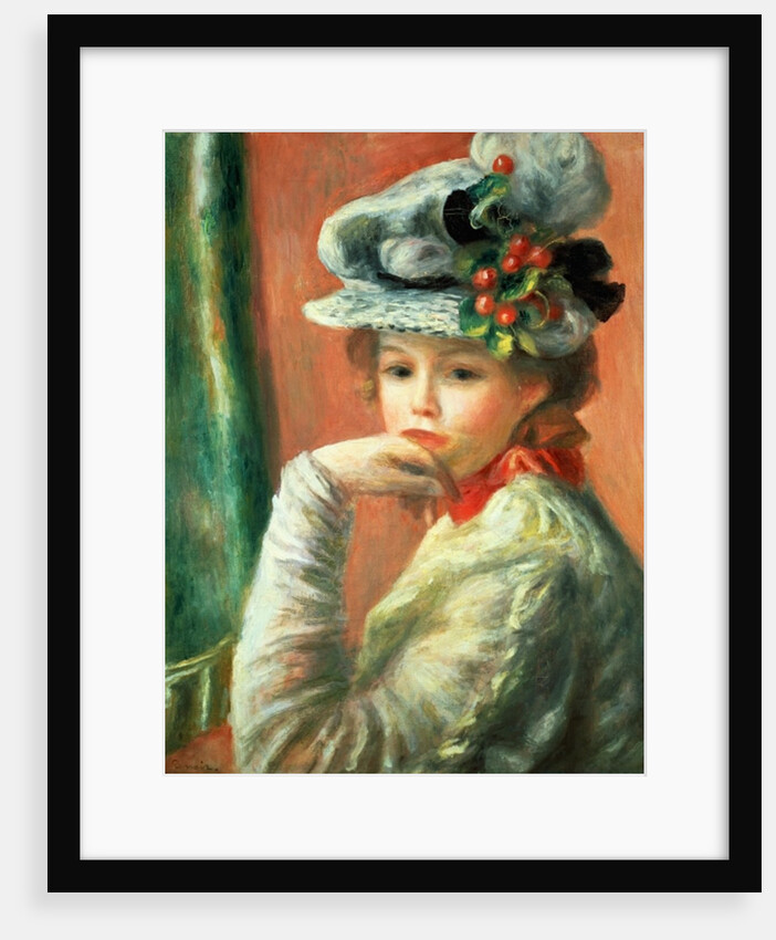 Young Girl in a White Hat by Pierre Auguste Renoir