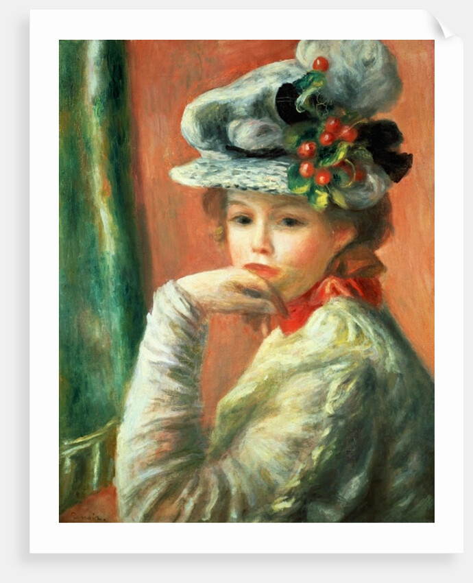 Young Girl in a White Hat by Pierre Auguste Renoir