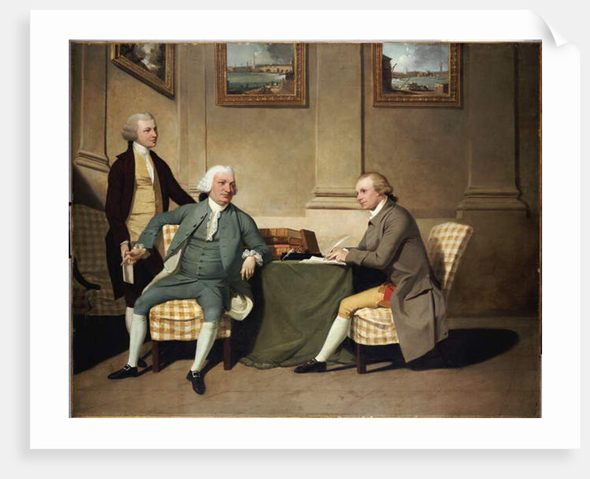 Group Portrait Of Sergeant-At-Arms Bonfoy, His Son, And John Clementson, Sen. by John Hamilton Mortimer