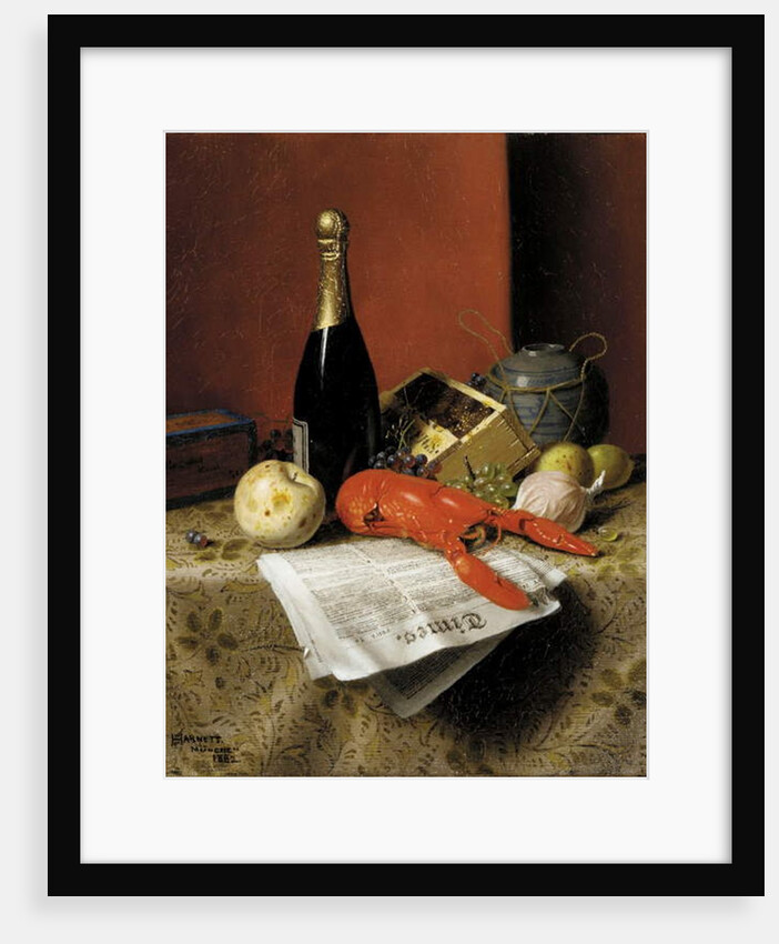 Still Life with Lobster, Fruit, Champagne and Newspaper, 1882 by William Michael Harnett